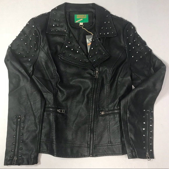 Max Studio Studded Faux-Leather Moto Jacket S - Picture 2 of 7